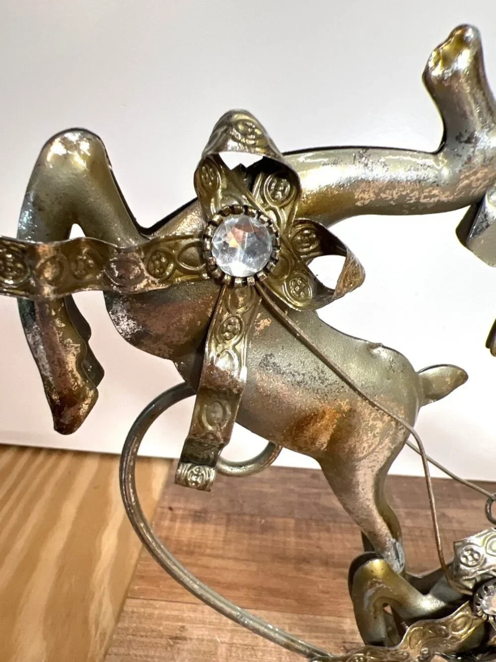 Silver Christmas Candle Holder 3 Candles Sleigh Reindeer Centerpiece Large